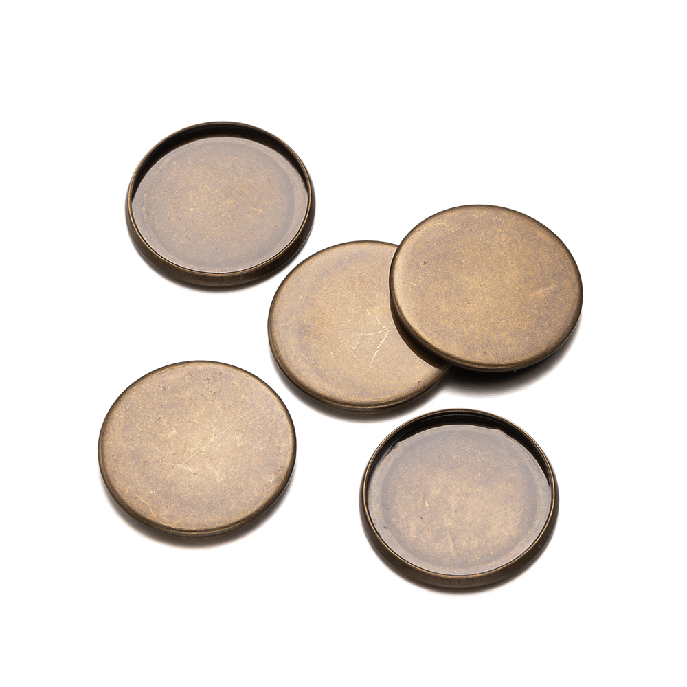 Bezels Set Pendant - 20 sztuk antyczny brąz płaskie okrągłe