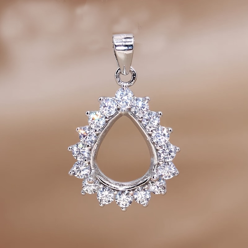 Bezels Set Pendant - 1szt Rose Golden Silvery Tear Drop